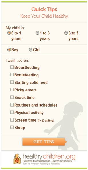 Página sobre tips rápidos para conocer la salud de niños pequeños